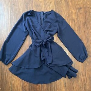 Elegant Navy Wrap Dress